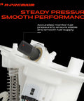 High Performance Electric Fuel Pump with Pressure Sensor Module Assembly, close-up view showing gauge and smooth design for Mercedes Benz.