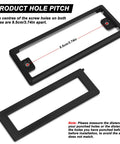 Diagram showing the hole pitch for Two Pack Black Square Recessed Flush Door Pulls For Cabinets And Drawers, 9.5cm spacing in zinc alloy.