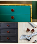 10 Pack Rock Solid Round Wooden Cabinet Knobs Featuring Natural Grain And Smooth Grip Single Hole Furniture Drawer Pulls For Kitchen Cupboard Refresh And Wardrobe Doors Top Notch Hardware showcased on cabinets in teal and gray.