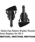 Two Pack Direct Replacement Windshield Washer Nozzles For 2009 To 2024 Dodge RAM 1500 5500 Trucks Easy Install Two Hole Pattern