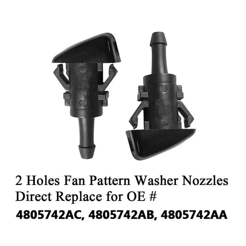 Two Pack Direct Replacement Windshield Washer Nozzles For 2009 To 2024 Dodge RAM 1500 5500 Trucks Easy Install Two Hole Pattern