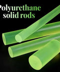 Hella Durable Polyurethane Round Bar For Cleanroom Fixtures And Sensitive Electronics Antistatic Urethane Shaft on black background.
