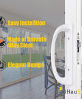 Easy Swap Sliding Patio Door Handle Set With Key Cylinder And Mortise Lock Full Replacement shown on a white door with handle