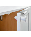 Magnetic Cabinet Locks For Kid Safe Security Set Easy To Install Baby Proofing System with five locks and two keys installed on cabinet door