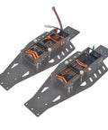 Carbon Fiber 1/10 RC Chassis Lower Frame Upgrade for Bandit, Rustler, VXL 2WD with orange labels visible