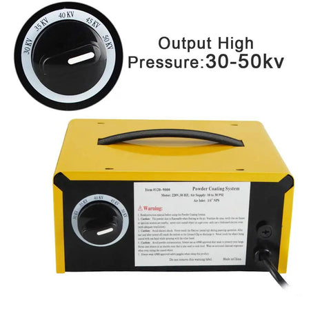 Yellow control box from Pro Grade Electrostatic Powder Coating System With Spray Gun, Foot Switch, Power Source, Adjustable Voltage
