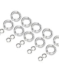 10 Pieces Bird Foot Rings Metal Leg Straps For Small Medium Large Birds Outdoor Training Clips arranged on a white background