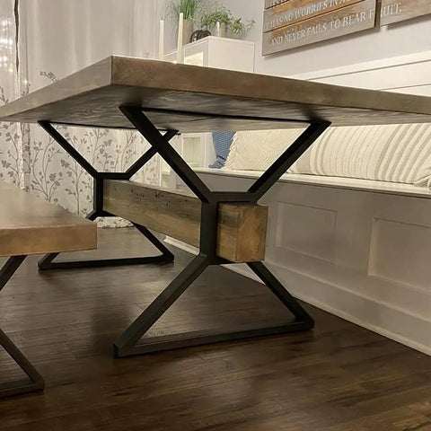 Beefy Industrial Metal Table Legs Set Of 2 For Heavy Duty Desks And Furniture, 28 Inch Tall And 23.6 Inch Wide, Reinforced Triangular Frame