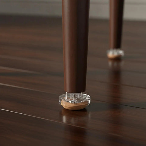 Chair leg with Floor Saver Brown Self Adhesive Felt Pads With Durable PP Base Furniture Glides on hardwood floor