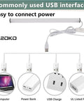 Under Cabinet LED Light Strip 12 Inch Plug In Slim USB Bar 6000K Cool White, USB power connections shown for kitchen use