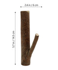 Straight Up Solid Natural Wood Wall Hooks For Bags And Hats Vintage Branch Coat Rack Entryway Storage Game Changer For Keys And Coats Easy Peasy Hangup For Your Daily Grind simple wood hook design displaying branch shape and dimensions.
