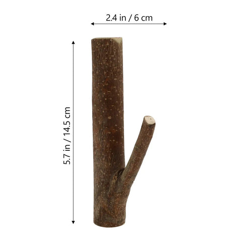 Straight Up Solid Natural Wood Wall Hooks For Bags And Hats Vintage Branch Coat Rack Entryway Storage Game Changer For Keys And Coats Easy Peasy Hangup For Your Daily Grind simple wood hook design displaying branch shape and dimensions.