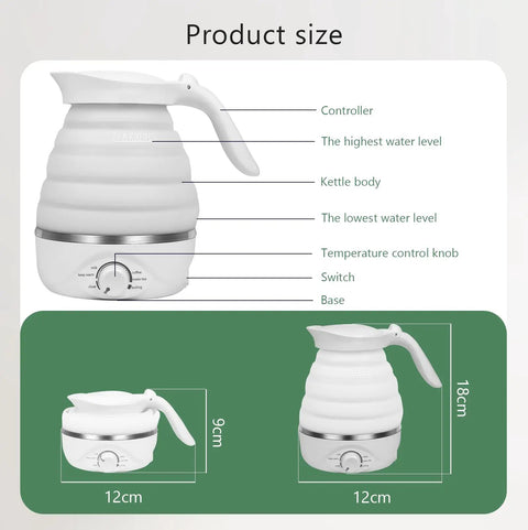 Travel Foldable Electric Kettle With Collapsible Food Grade Silicone 700ml Capacity Fast 850W Boiling For Tea And Coffee On The Go 110V Portable White Design