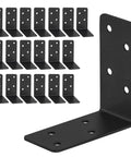 20 Pack Heavy Duty Steel L Brackets 3x3x1.5 Inch Black Powder Coated 90 Degree Right Angle Joist Shelf Brackets For Furniture