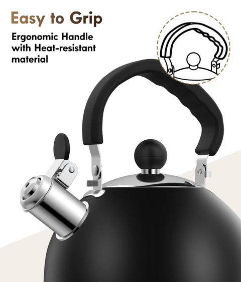 Stovetop Stainless Steel Tea Kettle With Loud Whistle 2 Quart Teapot Ergonomic Handle The Go-To Kitchen Accessory