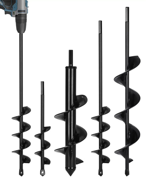 Go-To 4 Pack Garden Auger Drill Bits For Planting Set Includes 1.6x8.6 In 3x12 In 2x14.5 In And 2.6x16.5 In Fits 3/8 Inch Hex Drill Drivers