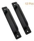 12 Pieces Aluminum Alloy Barn Door Handles 148mm 5.8 Inch Sliding Pulls For Cabinets Closets Drawers Black Finish Durable Rustproof Corrosion Resistant Hardware Ideal For Home Improvement And Interior Doors