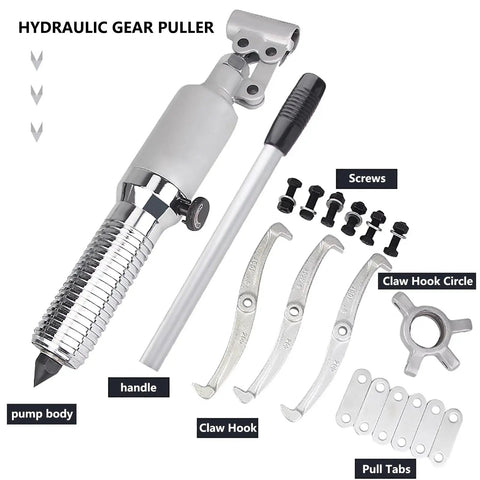 Components of 50T Hydraulic Gear Puller Kit With 2/3 Jaw Hub Bearing Separator For Automotive Axles Rotors Pulleys And Brake Drums
