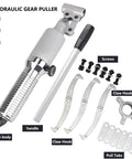 Heavy Duty Hydraulic Gear Puller Kit Featuring 19 Point 6 Inch Max Jaw Opening And Killer 50 Ton Force for hub bearings and pulleys.