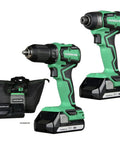 Cordless 18V Drill And Impact Driver Combo Kit With Sub Compact Design, Brushless Motors, Lithium Ion Batteries, Carry Bag