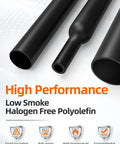 Close-up of black tubing from 900 Piece Wire Heat Shrink Tubing Kit For Wires Industrial Grade Two To One Shrink Ratio