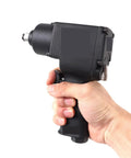 Commercial Grade Pneumatic Impact Hammer Driver Kit With One Half Inch Anvil Packs Mean Muscle and 550 Newton Meters shown in hand.