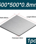 304 Stainless Steel Plate Heavy Duty Metal Sheet For Fabrication Built To Last A True Workhorse With Superior Corrosion Resistance Ideal For Industrial Projects And Commercial Applications, 500x500x0.8mm