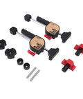 Adjustable Screw Clamp Kit for Workbench, 2 piece aluminum alloy bench dog clamp with rubber pad, 19mm holes shown with parts