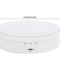 Electric Rotating Display Stand For Jewelry Watch Cosmetics And Toys 3 Speeds 360 Turntable, white ABS material with control buttons