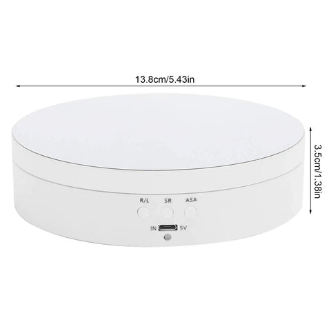 Electric Rotating Display Stand For Jewelry Watch Cosmetics And Toys 3 Speeds 360 Turntable, white ABS material with control buttons
