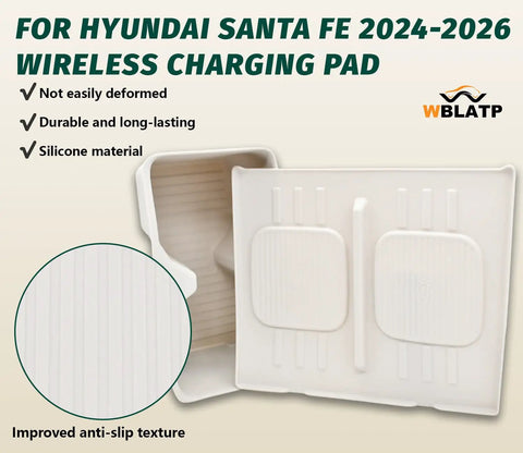 Hyundai Santa Fe 2024 2025 2026 Cup Holder Insert With Wireless Charging Pad Protector White Interior 2 Pack