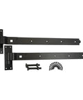 Set Of Two 24 Inch Heavy Duty Cranked Door Hinges For Sheds And Barn Gates, Black Hook And Band Hinges, with bolts and washers