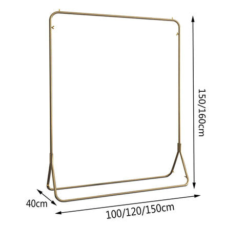 Heavy Duty Iron Coat Rack With Gold Pipe Finish, Boss Level One Pole Floor Stand For Coats And Display, Built To Last