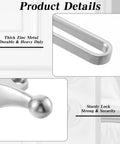 Close-up view of Six Pack Tough As Nails Heavy Duty Swing Bar Door Lock with brushed zinc alloy, highlighting durability.