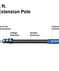Six Foot Telescoping Extension Pole With Aluminum Shaft And EVA Grip Flip Lock Adjustable Sections in black and blue