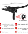 Left And Right Electronic Brake Lever Set For Most Electric Bicycles With Power Off Function GT03, aluminum alloy, dimensions labeled