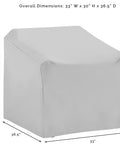 Heavy-Duty Outdoor Chair Covers Four-Piece Set Waterproof Tan For Patio And Backyard All-Weather Protection Against Sun Rain Snow Dirt Sap And More To Keep Your Outdoor Furniture Looking Fresh And New shown with dimensions.