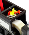 Close-up of Retro Cassette Tape Dispenser And Pen Holder Desk Organizer With Vase And Pencil Pot, includes quick tape roll replacement