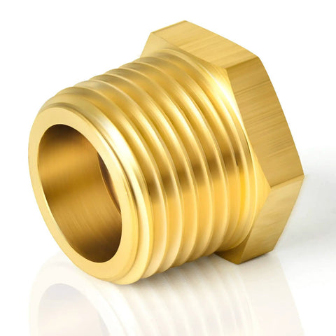 Brass Pipe Fitting Reducer Kit One Inch NPT Male To Three Quarter Inch NPT Female Adapter Hex Bushing, Heavy Duty