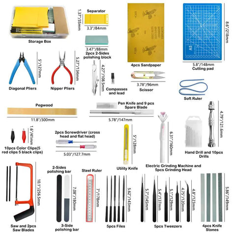 85 Piece Model Tools Kit For Hobbyists And Beginners The Complete DIY Modeling Tool Set For Cars Airplanes Buildings Robots