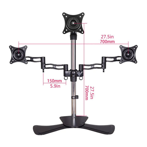 Triple Monitor Arm Desk Mount Holds 15 To 27 Inch Screens Rock Solid Aluminum Build height adjustable with arms deployed.