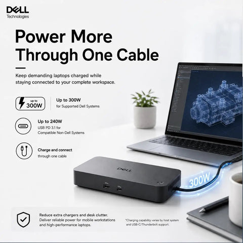 Top Shelf Thunderbolt Five 300W Docking Station Packs Thirteen In One Usb C Multiport Hub with a sleek design and connectivity options.