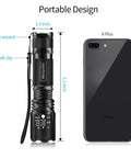 2 In 1 Led UV Blacklight Flashlight 395Nm With 500 Lumen Power shown next to smartphone highlighting compact size, belt clip, and lanyard
