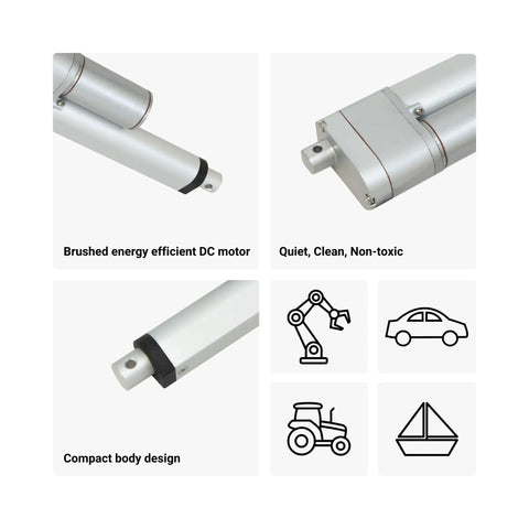 12V Potentiometer Feedback Mini Linear Electric Actuator, Compact 4 Inch Stroke with Brushed DC Motor and Quiet Design