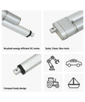 12V Potentiometer Feedback Mini Linear Actuator with DC motor, compact body, suitable for home automation and automotive use.