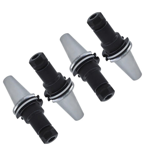 4 Pcs ER20 Collet Chuck Set For CAT40 Tool Holders, 4 Inch Length 100mm, CNC Milling Lathe Holder Kit For Engraving Machines, Pro Grade High Precision Clamping 0.0001 To 0.0002 Inch, Five Eighth Inch By Eleven TPI Thread shown.