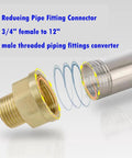 Brass pipe fittings set: 3/4 in NPT to 1/2 in NPT reducer adapter and 3/4 in NPTx1/2 in NPT coupling (2 pieces)