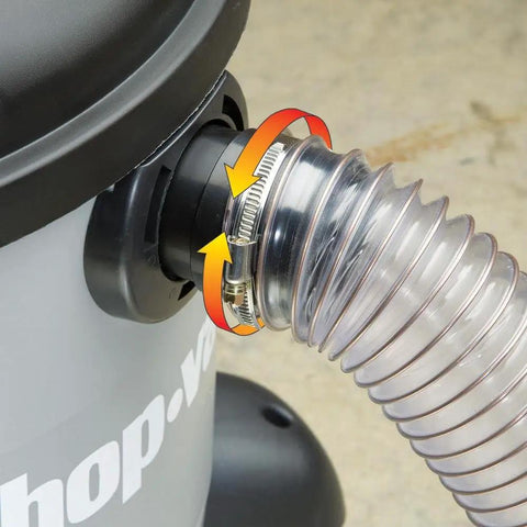 Two And A Half Inch Swivel Hose Adapter For Shop Vacuums, 360 Degree Dust Collection Fitting connected to vacuum port