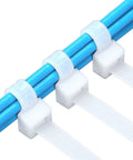 36 Inch White Zip Ties Heavy Duty Outdoor Use Cable Ties 250 Lbs Tensile Strength Thick Nylon Zipties securing blue cables