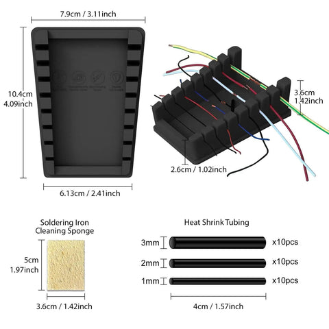 Silicone Soldering Stand With 8 Slot Tray And Third Hand Soldering Station For 32AWG To 12AWG Wires, Anti Slip Base, Tube Sponge